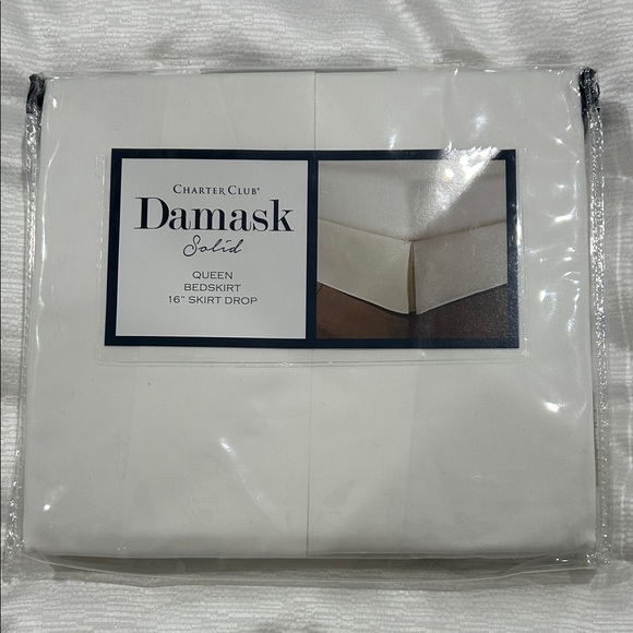 Charter Club Damask Solid Cream Queen Bedskirt - Picture 1 of 2